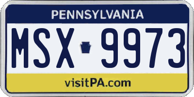 PA license plate MSX9973