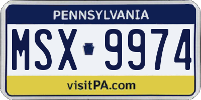 PA license plate MSX9974