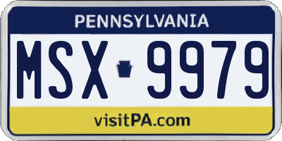 PA license plate MSX9979