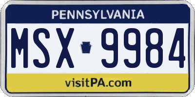 PA license plate MSX9984