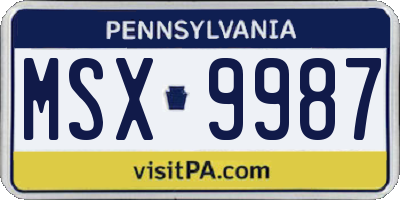 PA license plate MSX9987