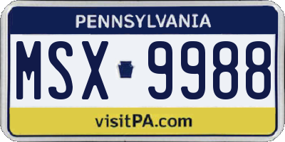 PA license plate MSX9988
