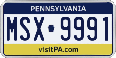 PA license plate MSX9991