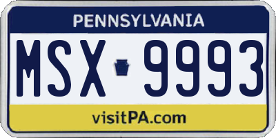 PA license plate MSX9993