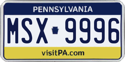 PA license plate MSX9996