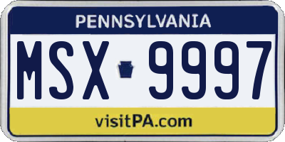 PA license plate MSX9997