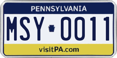 PA license plate MSY0011