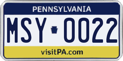PA license plate MSY0022