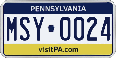 PA license plate MSY0024
