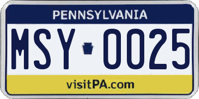 PA license plate MSY0025