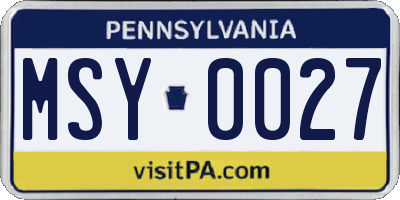 PA license plate MSY0027