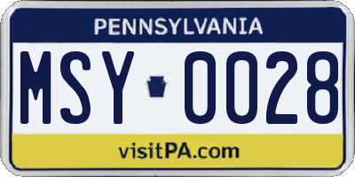 PA license plate MSY0028