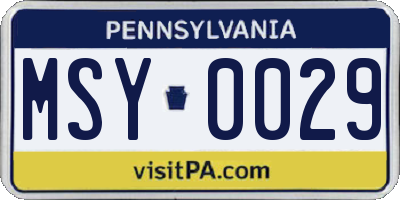 PA license plate MSY0029