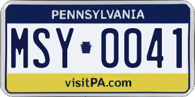 PA license plate MSY0041