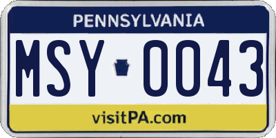 PA license plate MSY0043