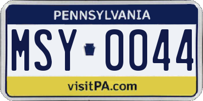 PA license plate MSY0044