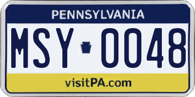 PA license plate MSY0048