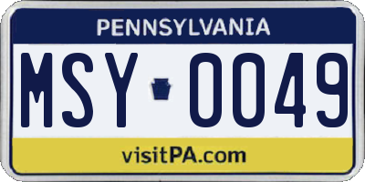 PA license plate MSY0049