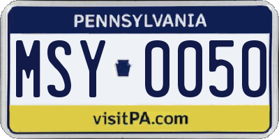 PA license plate MSY0050