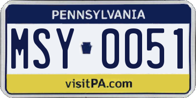 PA license plate MSY0051