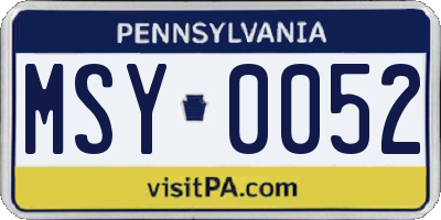 PA license plate MSY0052