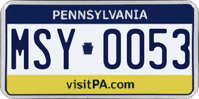 PA license plate MSY0053