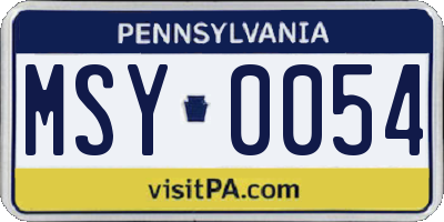PA license plate MSY0054