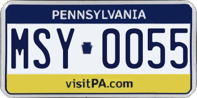 PA license plate MSY0055