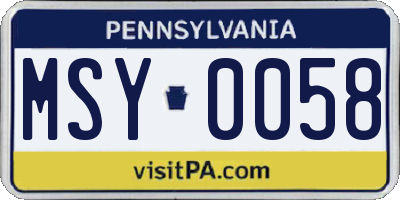 PA license plate MSY0058