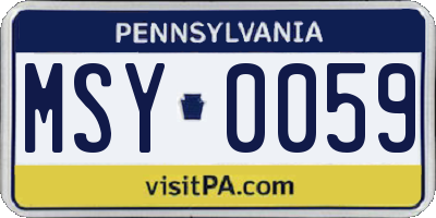 PA license plate MSY0059