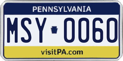 PA license plate MSY0060