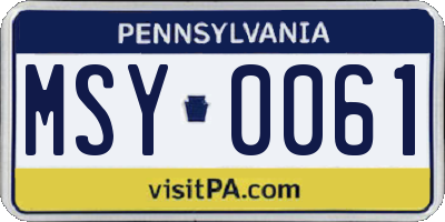 PA license plate MSY0061