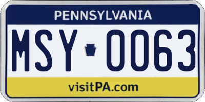 PA license plate MSY0063