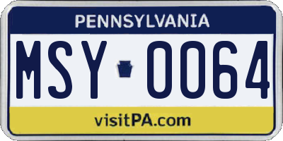 PA license plate MSY0064