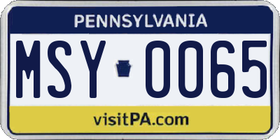 PA license plate MSY0065