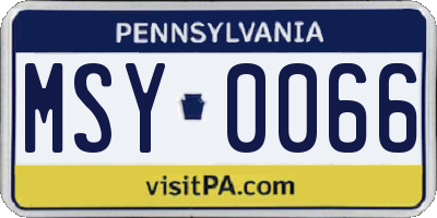 PA license plate MSY0066