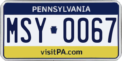 PA license plate MSY0067