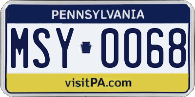 PA license plate MSY0068