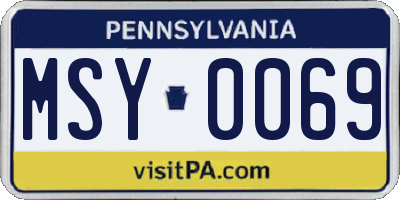 PA license plate MSY0069