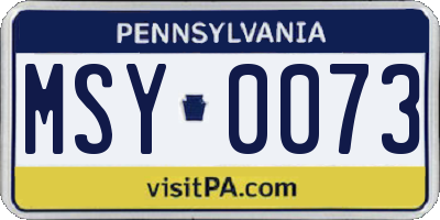 PA license plate MSY0073
