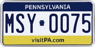 PA license plate MSY0075