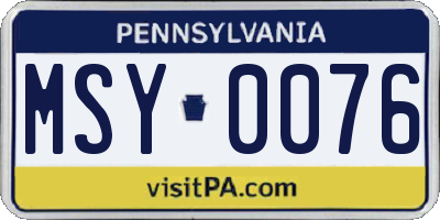 PA license plate MSY0076