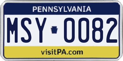 PA license plate MSY0082