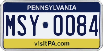 PA license plate MSY0084