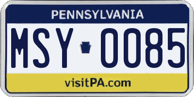 PA license plate MSY0085