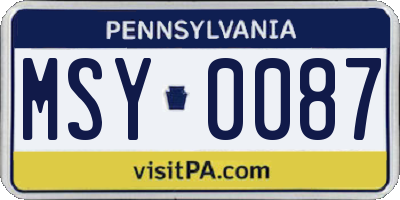 PA license plate MSY0087