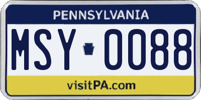 PA license plate MSY0088