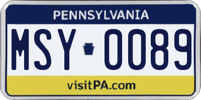 PA license plate MSY0089