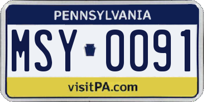 PA license plate MSY0091