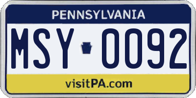 PA license plate MSY0092